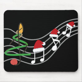 Tapis De Souris Notes de musique de Noël Santa Hat Treble Clef