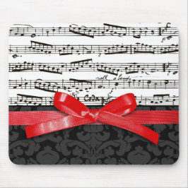 Tapis De Souris Notes de musique et ruban de rouge de faux