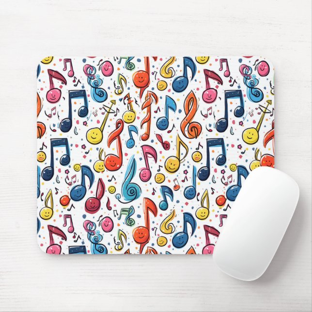 Tapis De Souris Notes musicales de Kawaii Art Abstrait (Avec souris)