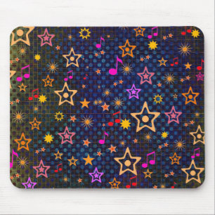 Tapis De Souris Notes musicales et étoiles : Mousepad fait sur