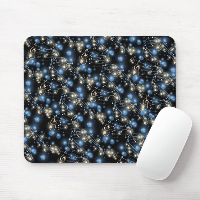 Tapis De Souris Notes musicales et lumières des fêtes (Avec souris)