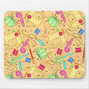 Tapis De Souris Notions de couture jaunes Mousepad