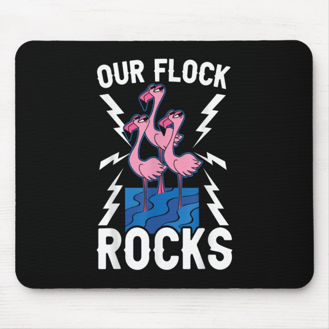 Tapis De Souris Notre Flock Rocks Flamant rose Whisperer Pink Feat (Devant)