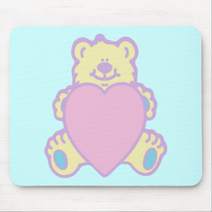 Tapis De Souris Nounours en peluche cœur d'amour