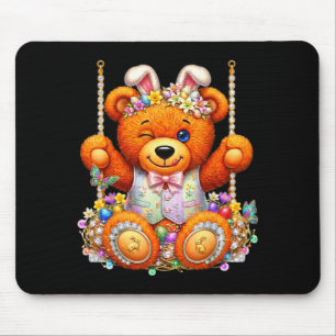 Tapis De Souris Nounours mignon ours en peluche clin d'oeil panier