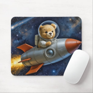 Tapis De Souris Nounours volant dans une fusée