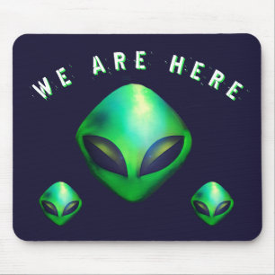 Tapis De Souris "Nous sommes ici" tête d'alien vert