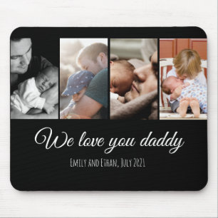 Tapis De Souris Nous t'aimons papa noir photo collage papa famille