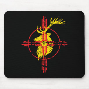 Tapis De Souris Nouveau-Mexique Drapeau Elk Chasse Symbole Zia Des