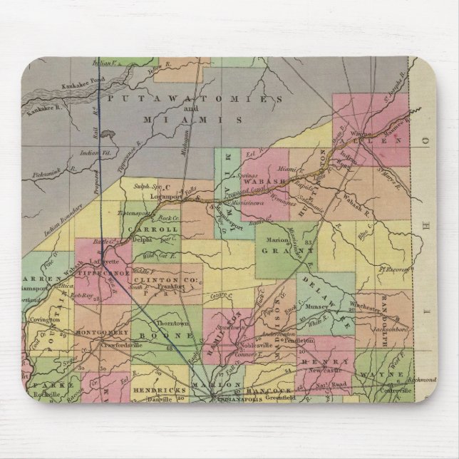 Tapis De Souris Nouvelle Carte De L'Indiana (Devant)