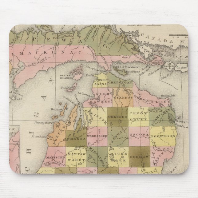 Tapis De Souris Nouvelle Carte Du Michigan (Devant)