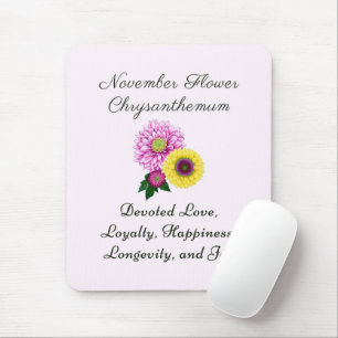 Tapis De Souris Novembre Mois de naissance Fleur Chrysanthème