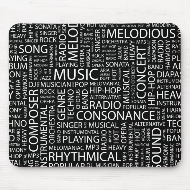 Tapis De Souris Nuage de mot de motif de MUSIQUE (Devant)