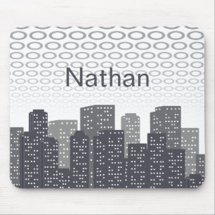 Tapis De Souris Nuances de gris de paysage urbain personnalisé