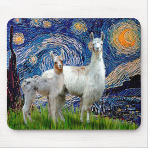 Tapis De Souris Nuit étoilée avec deux lamas