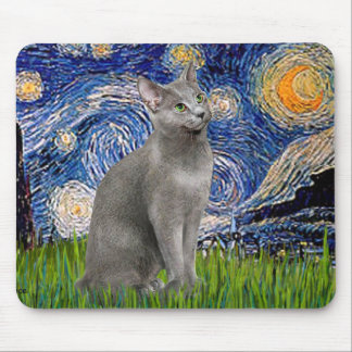 Tapis De Souris Nuit étoilée - chat bleu russe