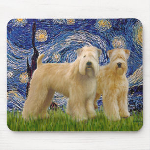 Tapis De Souris Nuit étoilée - Deux terriers roux Wheaten (2ème)