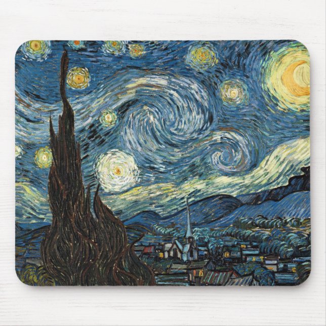 Tapis De Souris Nuit étoilée par Vincent van Gogh (Devant)