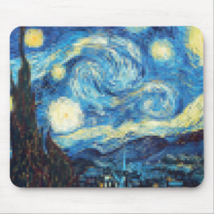 Tapis De Souris Nuit étoilée Pixellée par Van Gogh