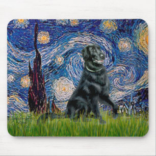 Tapis De Souris Nuit étoilée - Retrieur à revêtement plat 2