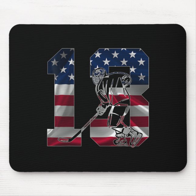 Tapis De Souris Number 13 Years Ice Hockey 13th Birthday  (Devant)