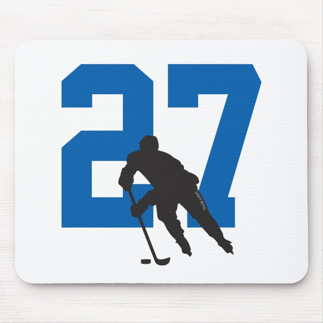 Tapis De Souris Numéro de joueur de hockey personnalisé bleu (Devant)