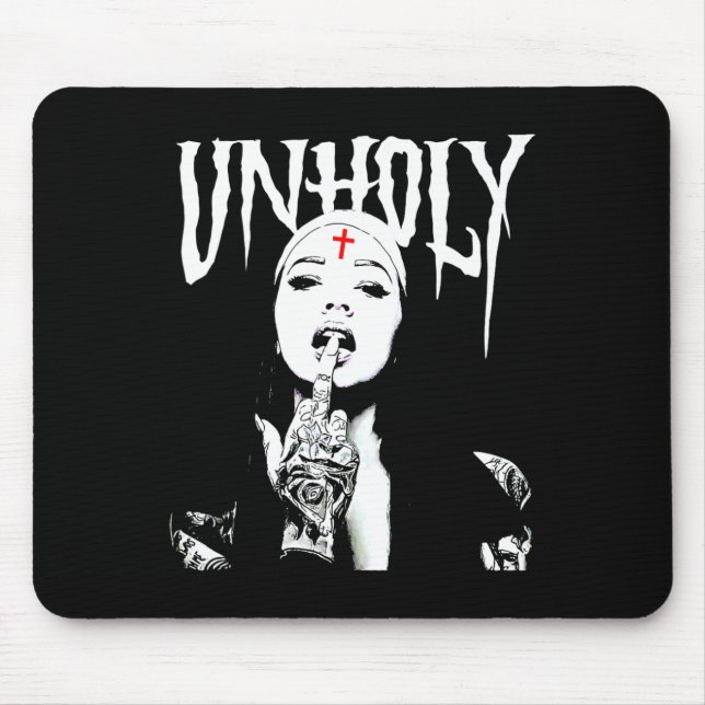 Tapis De Souris Occulte Gothique Sombre Nun Satanique Tattoos Unho (Devant)