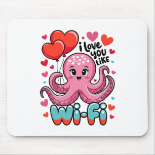 Tapis De Souris Octopus Avec Bylon Coeur Je T'Aime Comme Wi-Fi
