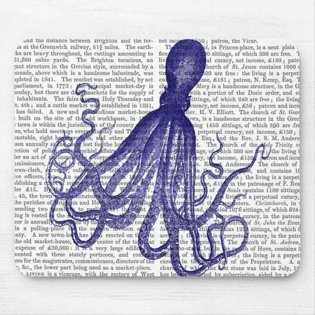 Tapis De Souris Octopus bleu 5 (Devant)