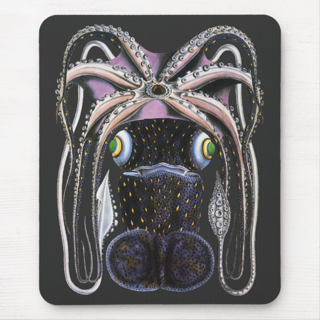 Tapis De Souris Octopus ou calmar géant vintage, animal marin (Devant)