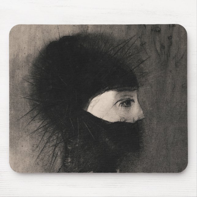 Tapis De Souris Odilon Redon. Armure. Face de femme sombre. Symbol (Devant)