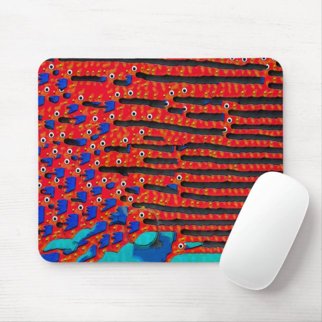 Tapis De Souris Oeil de poisson contemporain Abstrait (Avec souris)
