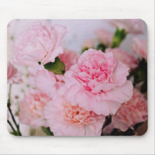Tapis De Souris oeillet rose fleurs photographie de style vintage