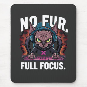 Tapis De Souris Œuvre d'art de chat Sphynx gamer pleine concentrat