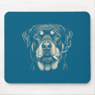 Tapis De Souris Œuvre d'art drôle de Rottweiler fumant une cigaret