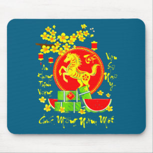 Tapis De Souris Œuvre d'art du cheval du Nouvel An lunaire vietnam
