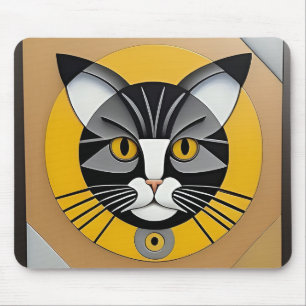 Tapis De Souris Œuvre d'art géométrique de chat