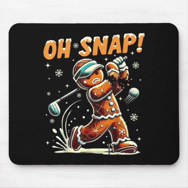 Tapis De Souris Oh Snap Gingerbread Golfer Golf Christmas Golfing  (Devant)