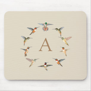 Tapis De Souris Oiseau-colibri de Monogramme personnalisé