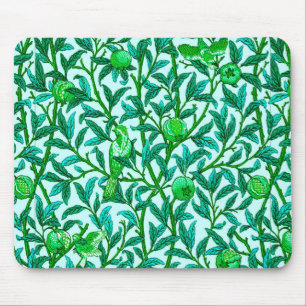 Tapis De Souris Oiseau et grenade Art Nouveau, Turquoise & Aqua