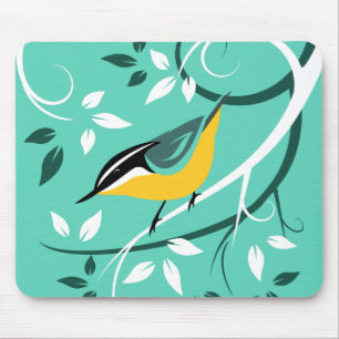 Tapis De Souris Oiseau Nuthatch Dans L'Arbre