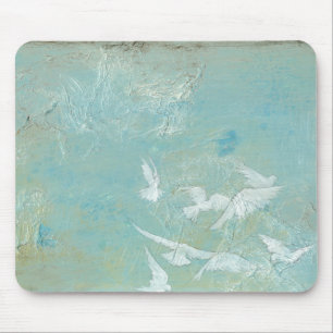 Tapis De Souris Oiseaux blancs volant par le ciel bleu