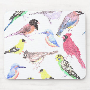 Tapis De Souris Oiseaux d'Amérique - Mosaïque d'animaux de compa