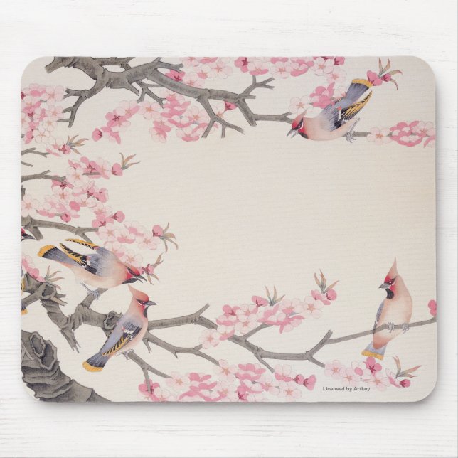 Tapis De Souris Oiseaux de chant au printemps (Devant)