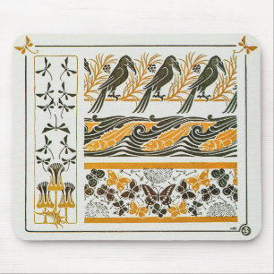 Tapis De Souris Oiseaux de l'Art Nouveau par Maurice Verneuil