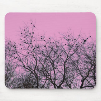 Tapis de souris Oiseaux roses et Arbres