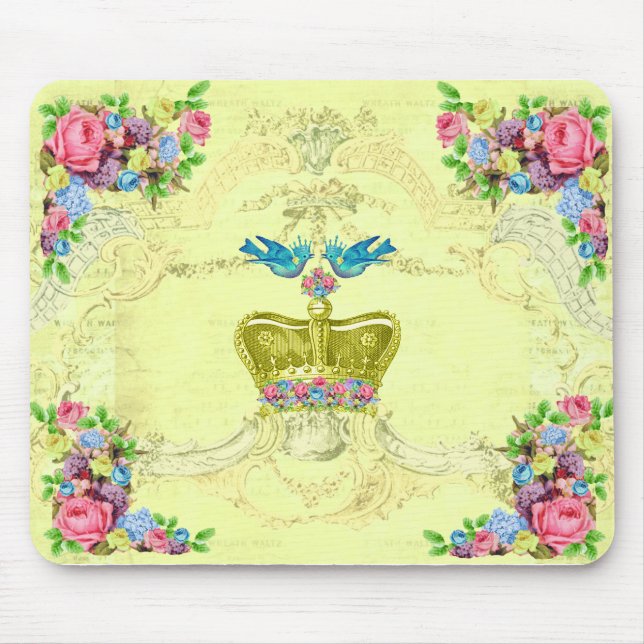 Tapis De Souris Oiseaux royaux Ordinateur Floral Mousepad (Devant)