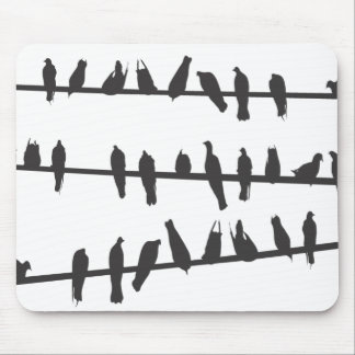 Tapis De Souris Oiseaux sur des fils BW