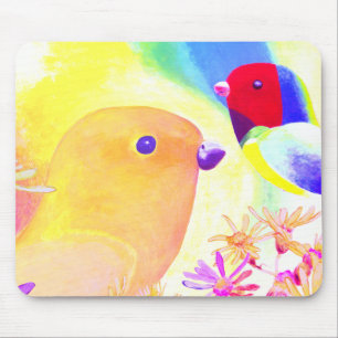 Tapis De Souris Oiseaux vifs à teinture tie-dye