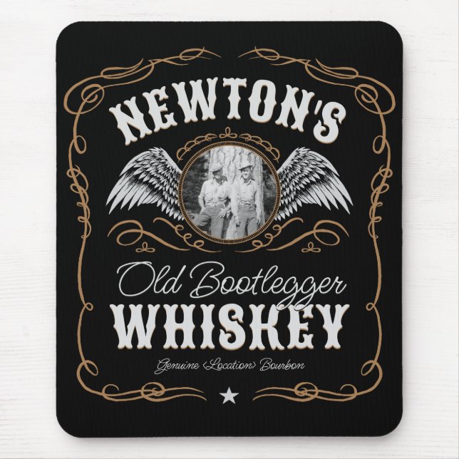 Tapis De Souris Old Moonshine Whiskey Étiquette AJOUTER PHOTO Nom  (Devant)